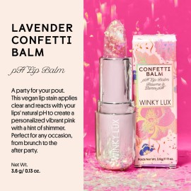 Winky Lux Glitter Confetti Balm, pH Color Changing Lipstick, Vegan & Cruelty Free Lip Balm, Hydrate & Plump, Sheer Pink Lipstick With Lavender Confetti Winky Lux Glitter Confetti Balm, pH Color Changing Lipstick, Vegan & Cruelty Free Lip Balm, Hydrate & Plump, Sheer Pink Lipstick With Lavender Confetti