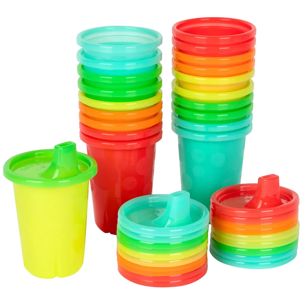 The First Years Take & Toss Spill Proof Sippy Cups - Rainbow Party Pack - Reusable Toddler Cups - Kids Cups and Snap On Lids for Ages 9 Months and Up - 20 Count The First Years Take & Toss Spill Proof Sippy Cups - Rainbow Party Pack - Reusable Toddler Cups - Kids Cups and Snap On Lids for Ages 9 Months and Up - 20 Count