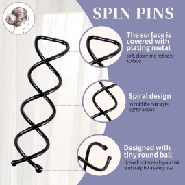 FANDAMEI 50PCS Spiral Hair Pins, Spin Pins Non-Scratch Round Tips, Twist Screw Hair Pin for Women Bun Hair Style DIY, Spiral Bobby Pins Black FANDAMEI 50PCS Spiral Hair Pins, Spin Pins Non-Scratch Round Tips, Twist Screw Hair Pin for Women Bun Hair Style DIY, Spiral Bobby Pins Black