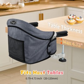 Hook on High Chair: High Chair for Babies and Toddlers 6-36 Months, Portable and Foldable High Chair for Home and Travel, Baby Feeding Chair, Setup in Seconds - Includes Carry Bag (Grey) Hook on High Chair: High Chair for Babies and Toddlers 6-36 Months, Portable and Foldable High Chair for Home and Travel, Baby Feeding Chair, Setup in Seconds - Includes Carry Bag (Grey)