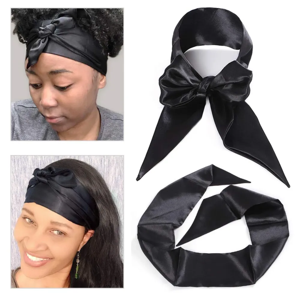 Leeven 2 Pcs Silky Edge Scarves 4.5\'x54\' Large Wig Grip Band Women\'s Satin Headband For Lace Front Wigs Non Slip Hair Wrap Black Edge Laying Scarf For Makeup, Facial, Sport, Yoga Leeven 2 Pcs Silky Edge Scarves 4.5\'x54\' Large Wig Grip Band Women\'s Satin Headband For Lace Front Wigs Non Slip Hair Wrap Black Edge Laying Scarf For Makeup, Facial, Sport, Yoga
