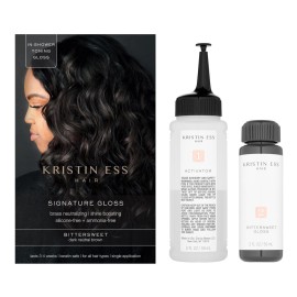 Kristin Ess Dark Brown Hair Dye Gloss Color Treatment in Bittersweet Dark Brunette - 4 Wk Semi Permanent Hair Dye Glaze for Color + Shine - Brightening + Conditioning Gloss Toner for Women - Vegan Kristin Ess Dark Brown Hair Dye Gloss Color Treatment in Bittersweet Dark Brunette - 4 Wk Semi Permanent Hair Dye Glaze for Color + Shine - Brightening + Conditioning Gloss Toner for Women - Vegan