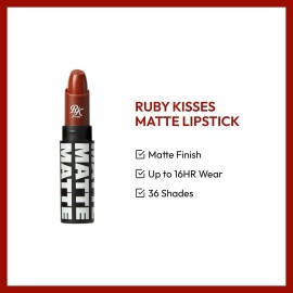 Ruby Kisses Lipstick, Matte Finish, Long-Lasting, Highly Pigmented, Smooth Apply, Full Coverage Lip Color Makeup (Cinnamon Roll)