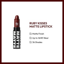 Ruby Kisses Lipstick, Matte Finish, Long-Lasting, Highly Pigmented, Smooth Apply, Full Coverage Lip Color Makeup (Sinful Red) Ruby Kisses Lipstick, Matte Finish, Long-Lasting, Highly Pigmented, Smooth Apply, Full Coverage Lip Color Makeup (Sinful Red)