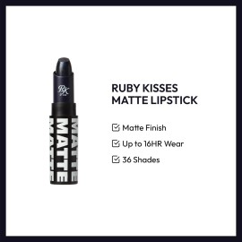 Ruby Kisses Lipstick, Matte Finish, Long-Lasting, Highly Pigmented, Smooth Apply, Full Coverage Lip Color Makeup (Black&Blue)