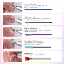 MelodySusie 10pcs Nail Drill Kit, 3/32 Inch Diamond Cuticle Bits, Manicure Pedicure Remover Tools, Salon Home Nail Care Supplies, Rainbow MelodySusie 10pcs Nail Drill Kit, 3/32 Inch Diamond Cuticle Bits, Manicure Pedicure Remover Tools, Salon Home Nail Care Supplies, Rainbow