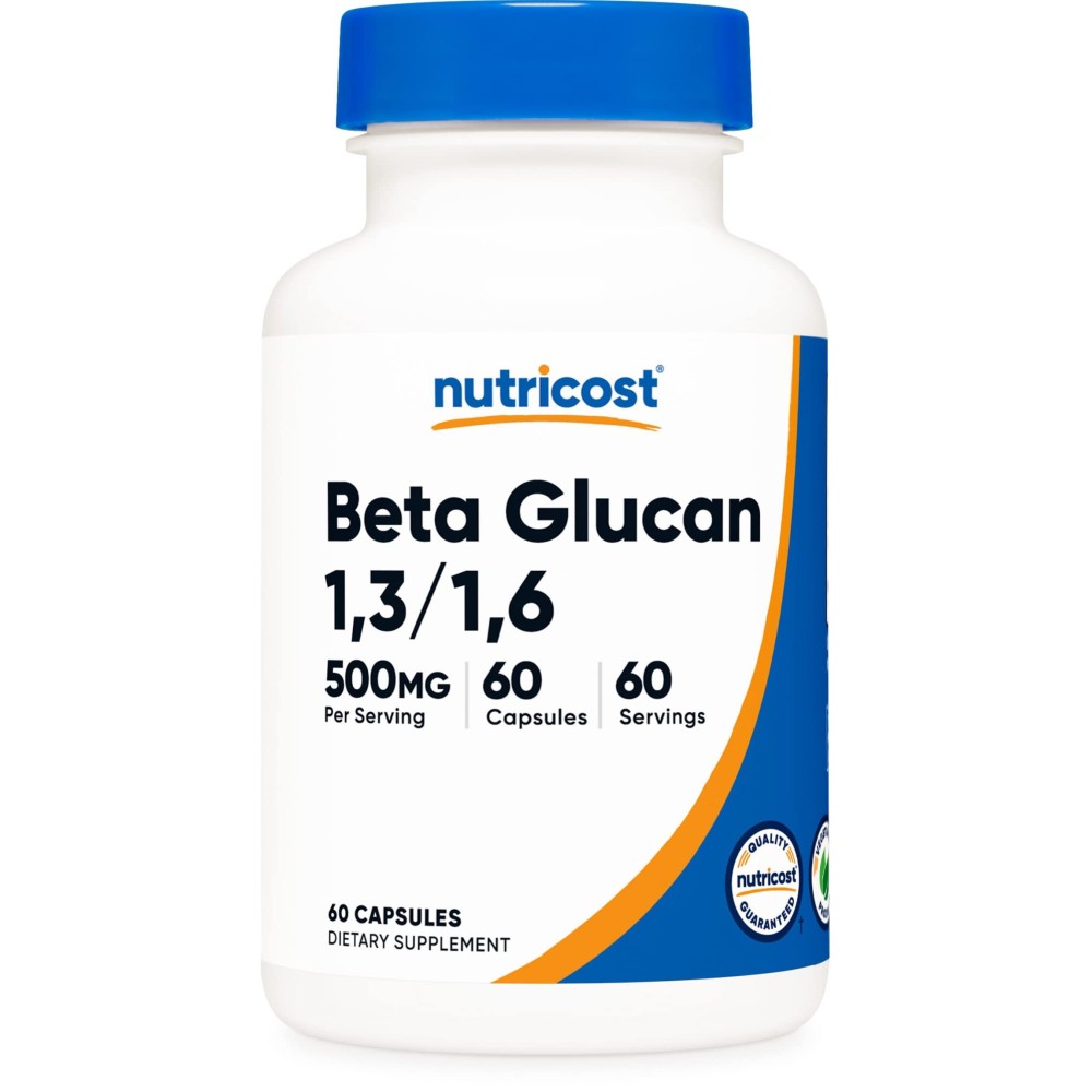 Nutricost Beta Glucan 500mg 1,3/1,6 D-Glucan, 60 Vegetarian Capsules - Gluten Free, Non-GMO Nutricost Beta Glucan 500mg 1,3/1,6 D-Glucan, 60 Vegetarian Capsules - Gluten Free, Non-GMO