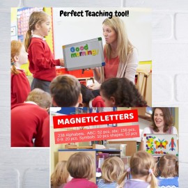 291Pcs ABC Magnets Board Magnetic Letters Numbers and Shapes Maker for Kids and Toddlers with Storage Double-Side Drawing Whiteboard Uppercase Lowercase Foam Alphabets Games Set