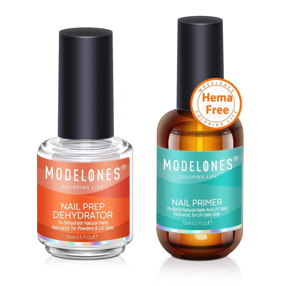 modelones 15 ml Nail Dehydrator and Primer, Acid Free Natural Nail Prep Dehydrate & Bond Primer Kit, Hema-Free Acrylic Nail Supplies Primer modelones 15 ml Nail Dehydrator and Primer, Acid Free Natural Nail Prep Dehydrate & Bond Primer Kit, Hema-Free Acrylic Nail Supplies Primer