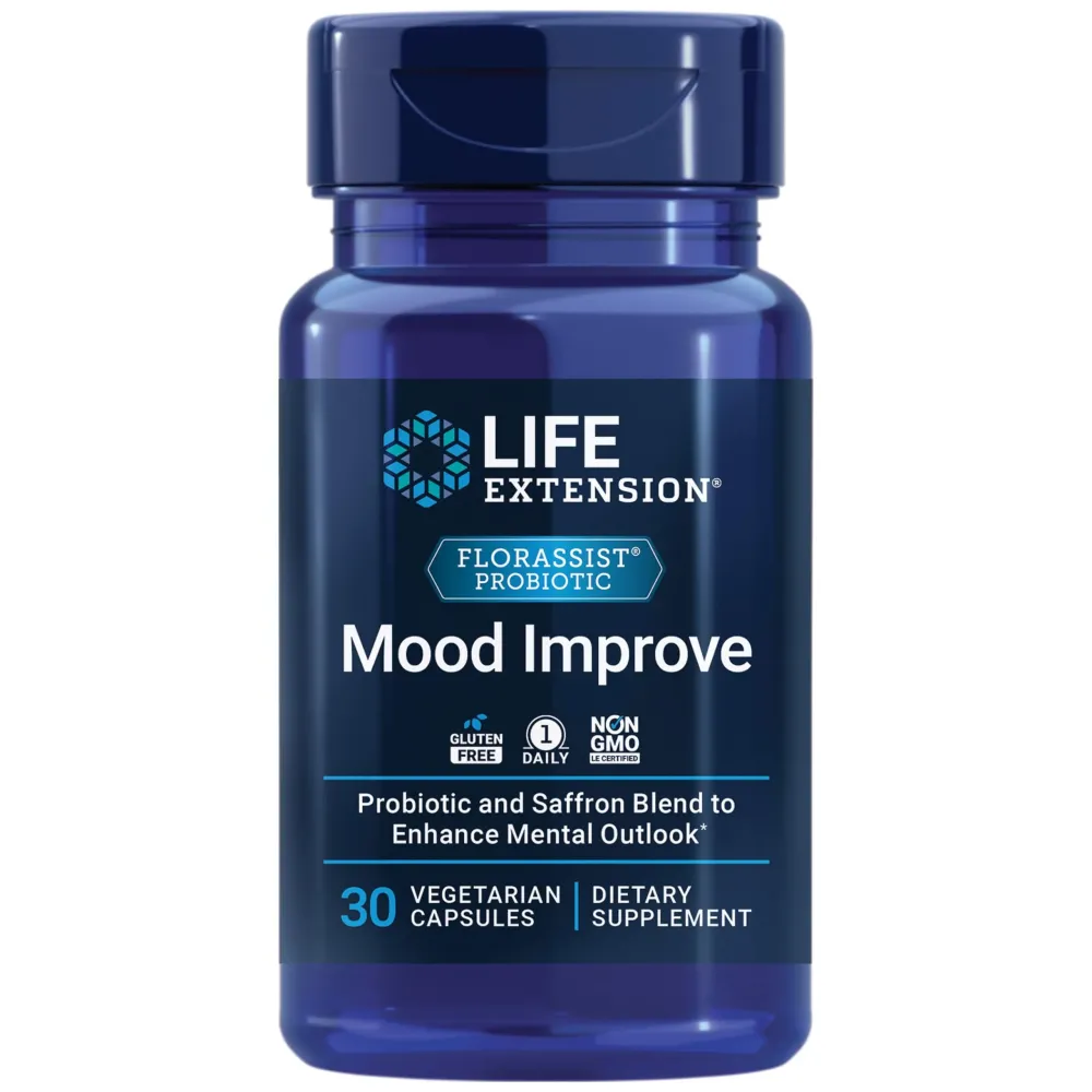 Life Extension FLORASSIST Mood - Probiotic & Saffron Blend - Gluten-Free, Non-GMO, Vegetarian - 30 Capsules Life Extension FLORASSIST Mood - Probiotic & Saffron Blend - Gluten-Free, Non-GMO, Vegetarian - 30 Capsules