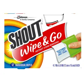 Shout Wipes - Portable Stain Treater Towelettes - (6- Pack,72 Wipes Count)