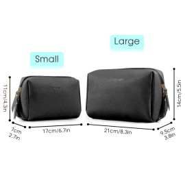 PU Leather Makeup Bag Travel Cosmetic Bag Organizer Make up Bag with Organization Pockets for Women (Large, Black) PU Leather Makeup Bag Travel Cosmetic Bag Organizer Make up Bag with Organization Pockets for Women (Large, Black)