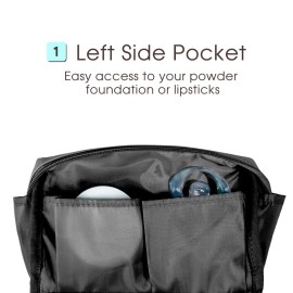 PU Leather Makeup Bag Travel Cosmetic Bag Organizer Make up Bag with Organization Pockets for Women (Large, Black) PU Leather Makeup Bag Travel Cosmetic Bag Organizer Make up Bag with Organization Pockets for Women (Large, Black)