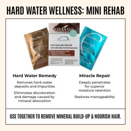 Malibu C Mini Malibu Rehab Hard Water Wellness - Contains 2 Remedy Packets - At-Home Hair Reconstructor and Mineral Removal Remedy - Sulfate Free Hair Care