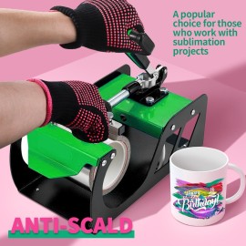 Teenitor 2 Pcs Heat Resistant Gloves With Silicone Bumps, Professional Heat Proof Glove Mitts For Hair Styling Curling Iron Wand Flat Iron Hot-Air Brushes Sublimation Gloves Rose Red Teenitor 2 Pcs Heat Resistant Gloves With Silicone Bumps, Professional Heat Proof Glove Mitts For Hair Styling Curling Iron Wand Flat Iron Hot-Air Brushes Sublimation Gloves Rose Red