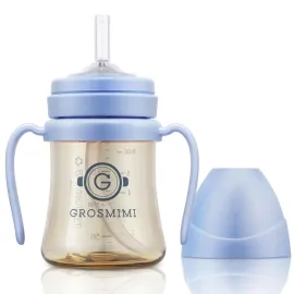 GROSMIMI Spill Proof no Spill Magic Sippy Cup with Straw with Handle for Baby and Toddlers, Customizable, PPSU, BPA Free 6 oz (Sky blue) GROSMIMI Spill Proof no Spill Magic Sippy Cup with Straw with Handle for Baby and Toddlers, Customizable, PPSU, BPA Free 6 oz (Sky blue)