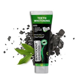 BENTODENT Teeth Whitening Bentonite Clay & Charcoal Toothpaste - Natural Teeth Whitening Charcoal toothpaste, No SLS & Fluoride free Charcoal toothpaste, Vegan (Activated Charcoal Mint Combo)