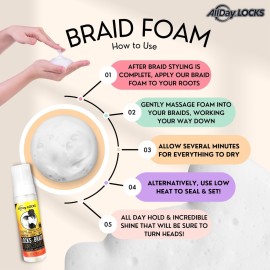 AllDay Locks Braid Foam | Long Lasting Mousse for Style & Shine | No Frizz or Fraying | Moisturizes & Seals Braids, Locks, Twists, Cornrows | 8 oz AllDay Locks Braid Foam | Long Lasting Mousse for Style & Shine | No Frizz or Fraying | Moisturizes & Seals Braids, Locks, Twists, Cornrows | 8 oz
