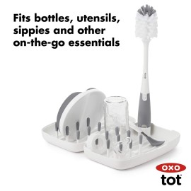 OXO Tot Travel Size Drying Rack with Bottle Brush- Gray OXO Tot Travel Size Drying Rack with Bottle Brush- Gray