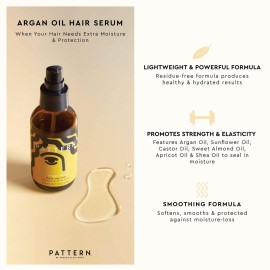 PATTERN Beauty by Tracee Ellis Ross Argan Oil Hair Serum, 3.9 Fl Oz, Rich Moisture and Shine Boost for Curlies, Coilies and Tight-Textured Hair, 3a-4c