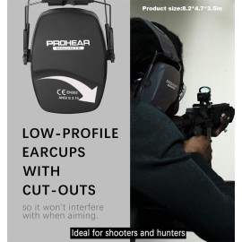 PROHEAR 016 Ear Protection Safety Earmuffs for Shooting, NRR 26dB Noise Reduction Slim Passive Hearing Protector with Low-Profile Earcups, Compact Foldable Ear Defenders for Gun Range, Hunting (Black) PROHEAR 016 Ear Protection Safety Earmuffs for Shooting, NRR 26dB Noise Reduction Slim Passive Hearing Protector with Low-Profile Earcups, Compact Foldable Ear Defenders for Gun Range, Hunting (Black)