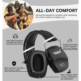 PROHEAR 016 Ear Protection Safety Earmuffs for Shooting, NRR 26dB Noise Reduction Slim Passive Hearing Protector with Low-Profile Earcups, Compact Foldable Ear Defenders for Gun Range, Hunting (Black) PROHEAR 016 Ear Protection Safety Earmuffs for Shooting, NRR 26dB Noise Reduction Slim Passive Hearing Protector with Low-Profile Earcups, Compact Foldable Ear Defenders for Gun Range, Hunting (Black)