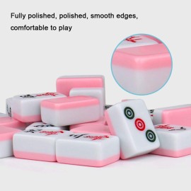 HenMerry Chinese Mahjong Set 144 Tiles Mahjong Accessories Handbag Tablecloth Chinese Classic Tile Mini Mahjong Travel Set 24MM Pink HenMerry Chinese Mahjong Set 144 Tiles Mahjong Accessories Handbag Tablecloth Chinese Classic Tile Mini Mahjong Travel Set 24MM Pink
