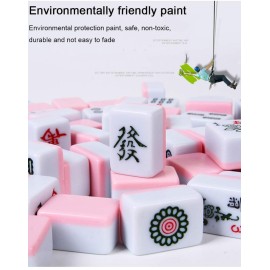 HenMerry Chinese Mahjong Set 144 Tiles Mahjong Accessories Handbag Tablecloth Chinese Classic Tile Mini Mahjong Travel Set 24MM Pink HenMerry Chinese Mahjong Set 144 Tiles Mahjong Accessories Handbag Tablecloth Chinese Classic Tile Mini Mahjong Travel Set 24MM Pink