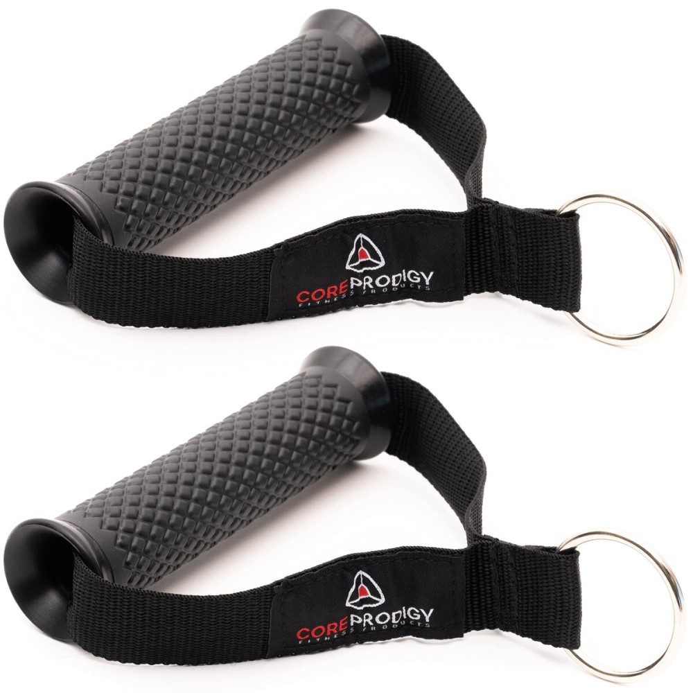 Core Prodigy Heavy Duty Exercise Handles - Grip Attachments for Cable Machine Pulleys, Gym Equipment, Resistance Bands, and Weight Lifting (Standard) Core Prodigy Heavy Duty Exercise Handles - Grip Attachments for Cable Machine Pulleys, Gym Equipment, Resistance Bands, and Weight Lifting (Standard)