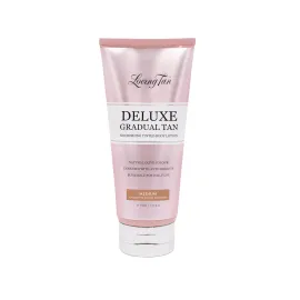 Loving Tan Deluxe Gradual Tan Lotion, Medium- Natural Looking Self Tanner, Professional Strength Sunless Tanner, 7+ Self Tanning Applications per Bottle-Cruelty Free, Naturally Derived DHA-5.07 Fl Oz Loving Tan Deluxe Gradual Tan Lotion, Medium- Natural Looking Self Tanner, Professional Strength Sunless Tanner, 7+ Self Tanning Applications per Bottle-Cruelty Free, Naturally Derived DHA-5.07 Fl Oz