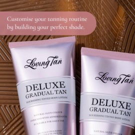 Loving Tan Deluxe Gradual Tan Lotion, Medium- Natural Looking Self Tanner, Professional Strength Sunless Tanner, 7+ Self Tanning Applications per Bottle-Cruelty Free, Naturally Derived DHA-5.07 Fl Oz Loving Tan Deluxe Gradual Tan Lotion, Medium- Natural Looking Self Tanner, Professional Strength Sunless Tanner, 7+ Self Tanning Applications per Bottle-Cruelty Free, Naturally Derived DHA-5.07 Fl Oz