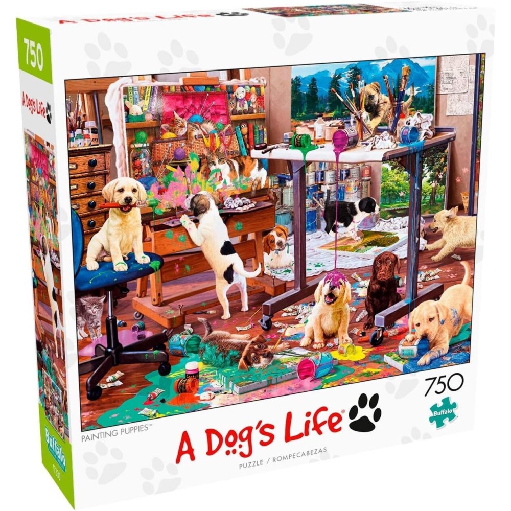 Buffalo Games - Steve Read - Painting Puppies - 750 Piece Jigsaw Puzzle for Adults -Challenging Puzzle Perfect for Game Nights - Finished Size is 24.00 x 18.00