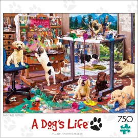 Buffalo Games - Steve Read - Painting Puppies - 750 Piece Jigsaw Puzzle for Adults -Challenging Puzzle Perfect for Game Nights - Finished Size is 24.00 x 18.00