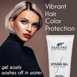 FRAGFRE Firm Hold Hair Gel Fragrance Free 8 oz - Strong Styling Gel for Aggressive Hair Styles - Paraben Free Hypoallergenic Sensitive Formula - Non-Irritating Vegan No Gluten/Cruelty (1 Pack)
