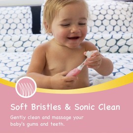 Papablic BabyHandy 2-Stage Sonic Electric Toothbrush for Babies and Toddlers Ages 0-3 Years, Pink Papablic BabyHandy 2-Stage Sonic Electric Toothbrush for Babies and Toddlers Ages 0-3 Years, Pink
