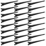 24 Packs Duck Bill Clips, Bantoye 2.75 Inches Rustproof Metal Alligator Curl Clips with Holes for Hair Styling, Hair Coloring, Black