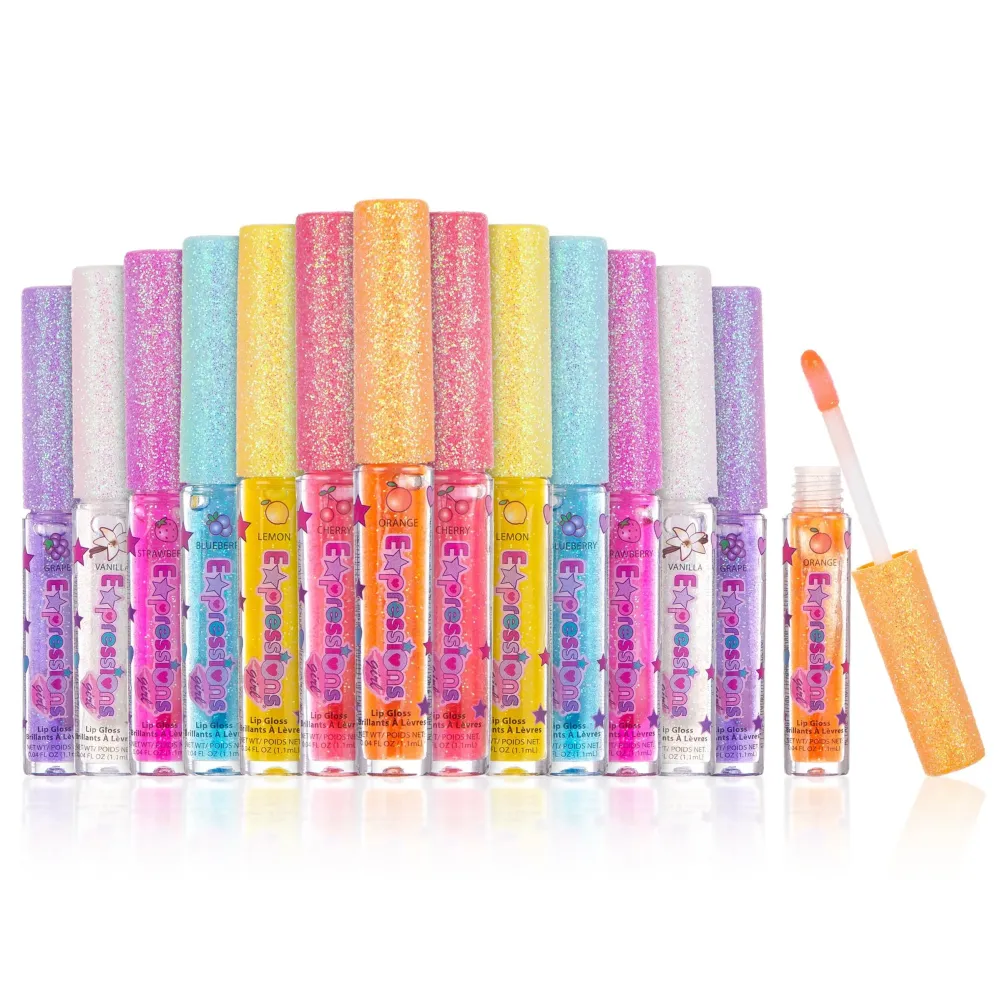 14pc Fruity Flavored Lip Gloss Set - Lip Gloss in Assorted Fruity Flavors, Non Toxic Makeup for Kids & Teens 14pc Fruity Flavored Lip Gloss Set - Lip Gloss in Assorted Fruity Flavors, Non Toxic Makeup for Kids & Teens