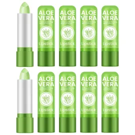 Ownest 10 Pcs Aloe Vera Lip Balm, PH Color Changing Lipstick, Change from Green to Natural Pink, Deep Hydrating Tinted Lip Balm, Daily Lip Moisturizer for Dry Cracked Lips, with Real Aloe Vera Ownest 10 Pcs Aloe Vera Lip Balm, PH Color Changing Lipstick, Change from Green to Natural Pink, Deep Hydrating Tinted Lip Balm, Daily Lip Moisturizer for Dry Cracked Lips, with Real Aloe Vera