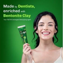 Bentodent Fluoride Free Remineralizing Calcium Bentonite Clay Natural Toothpaste-Certified Organic Ingredients-SLS Free,Vegan, Sensitive and Teeth Whitening - Adult & Kids (Betel Leaf)
