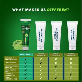 Bentodent Fluoride Free Remineralizing Calcium Bentonite Clay Natural Toothpaste-Certified Organic Ingredients-SLS Free,Vegan, Sensitive and Teeth Whitening - Adult & Kids (Betel Leaf)