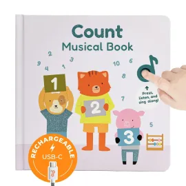 Cali\'s Books Count Nursery Rhymes Music Book for Toddlers 1-3, Interactive Books for 1+ Year Old with 6 Animal Songs - Educational Toddler Books Ages 1-3