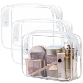 PACKISM Clear Toiletry Bag, 3 Pack TSA Approved Toiletry Bag Quart Size Bag, Travel Makeup Cosmetic Bag for Women Men, Carry on Airport Airline Compliant Bag, White (for age 12 or above) PACKISM Clear Toiletry Bag, 3 Pack TSA Approved Toiletry Bag Quart Size Bag, Travel Makeup Cosmetic Bag for Women Men, Carry on Airport Airline Compliant Bag, White (for age 12 or above)