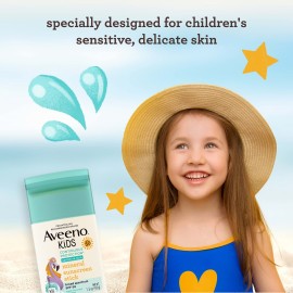 Aveeno Kids Continuous Protection Zinc Oxide Mineral Sunscreen Stick for Sensitive Skin, Face & Body Sunscreen Stick for Kids with Broad Spectrum SPF 50, Sweat- & Water-Resistant, 1.5 oz Aveeno Kids Continuous Protection Zinc Oxide Mineral Sunscreen Stick for Sensitive Skin, Face & Body Sunscreen Stick for Kids with Broad Spectrum SPF 50, Sweat- & Water-Resistant, 1.5 oz