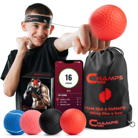 Boxing Reflex Ball Set with Punch Counter App- 4 Boxing Balls with Varying Weights, Headband and 4 Spare Strings to Improve Speed, Hand-Eye Coordination for Men, Kids Boxing Equipment MMA Gear Gift
