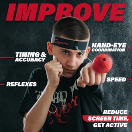 Boxing Reflex Ball Set with Punch Counter App- 4 Boxing Balls with Varying Weights, Headband and 4 Spare Strings to Improve Speed, Hand-Eye Coordination for Men, Kids Boxing Equipment MMA Gear Gift Boxing Reflex Ball Set with Punch Counter App- 4 Boxing Balls with Varying Weights, Headband and 4 Spare Strings to Improve Speed, Hand-Eye Coordination for Men, Kids Boxing Equipment MMA Gear Gift