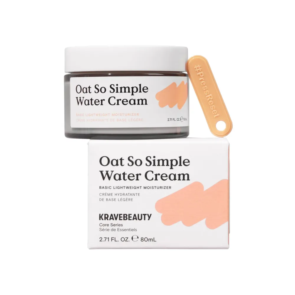 KraveBeauty Oat So Simple Water Cream, Enriched With Oat & Squalane To Soothe & Lock In Moisture, Everyday Moisturizer, For All Skin Types, Vegan & Cruelty Free, 2.7 fl oz