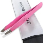 Tweezers - Surgical Grade Stainless Steel - Slant Tip for Expert Eyebrow Shaping and Facial Hair Removal - with Protective Pouch (Bubblegum Pink)