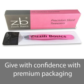 Tweezers - Surgical Grade Stainless Steel - Slant Tip for Expert Eyebrow Shaping and Facial Hair Removal - with Protective Pouch (Bubblegum Pink) Tweezers - Surgical Grade Stainless Steel - Slant Tip for Expert Eyebrow Shaping and Facial Hair Removal - with Protective Pouch (Bubblegum Pink)