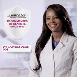 Cushion Grip Thermoplastic Denture Adhesive, 0.35 oz Travel Size | Refits and Tightens Loose Dentures On The Go | Non-Glue Adhesive, Acts Like a Soft Reliner Cushion Grip Thermoplastic Denture Adhesive, 0.35 oz Travel Size | Refits and Tightens Loose Dentures On The Go | Non-Glue Adhesive, Acts Like a Soft Reliner