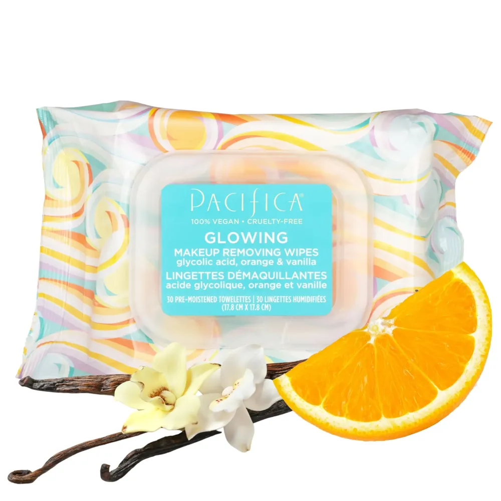Pacifica Makeup Remover Face Wipes - Daily Facial Cleansing & Exfoliating Towelettes - Biodegradable - Organic - w/ Gycolic Acid - Clean Beauty Vegan & Cruelty-Free Dermatologist Tested 30 Count Pacifica Makeup Remover Face Wipes - Daily Facial Cleansing & Exfoliating Towelettes - Biodegradable - Organic - w/ Gycolic Acid - Clean Beauty Vegan & Cruelty-Free Dermatologist Tested 30 Count